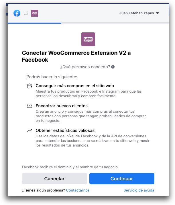 conectar WooCommerce Extension V2 a Facebook.