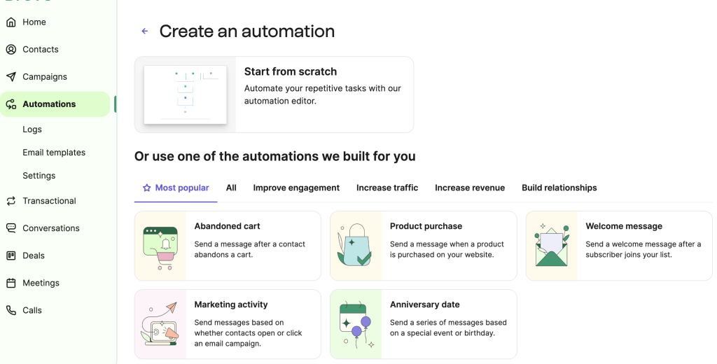 Flujos automatizados de marketing en Brevo